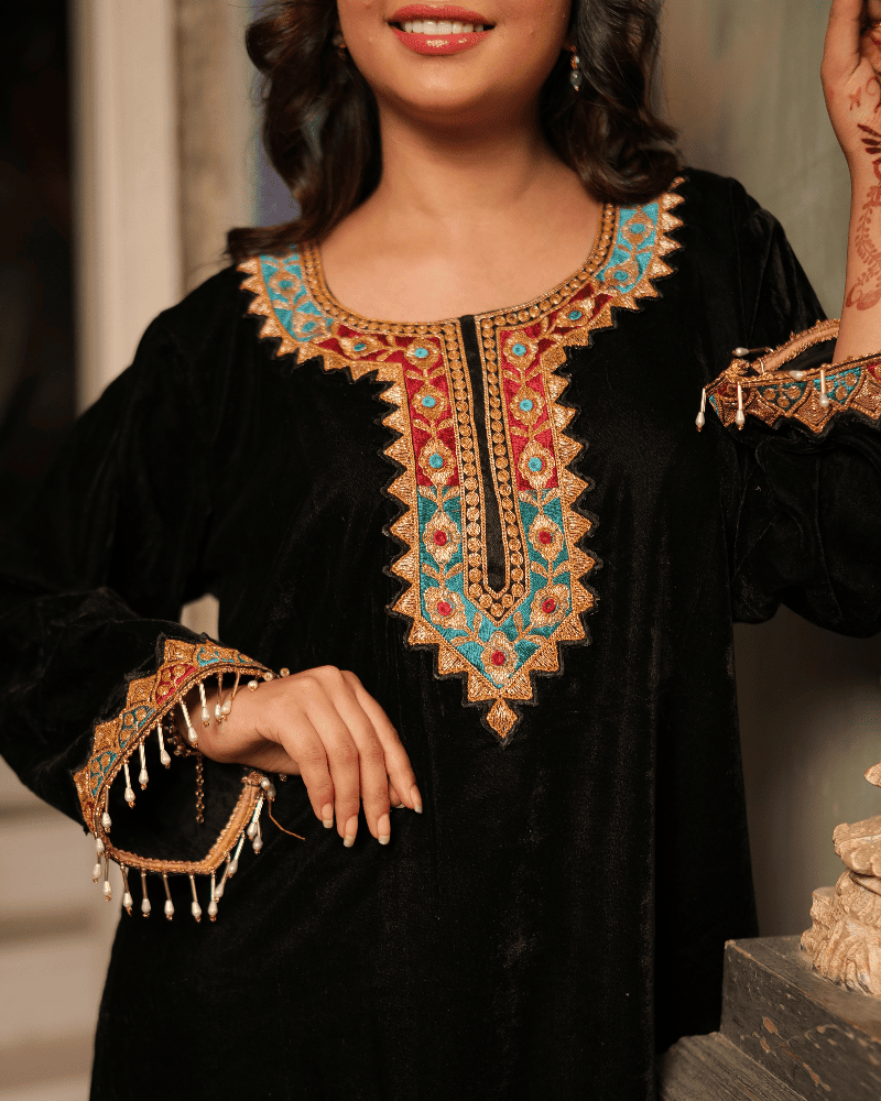 Amara Velvet Black Palazzo Set