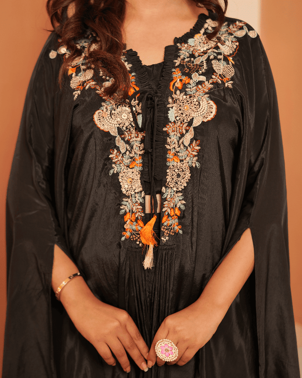 Haya Crepe Black Indo- Western Set