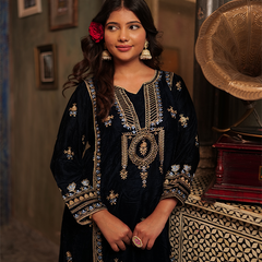 Lailah Velvet Royal Blue Kurta Set