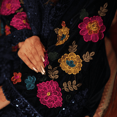 Saanjh Velvet Royal Blue Kurta Set