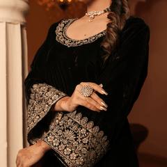 Alya Velvet Black Sharara Set