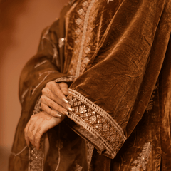 Safaa Velvet Mustard Kurta Set