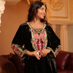 Zehra Velvet Black Kurta Set