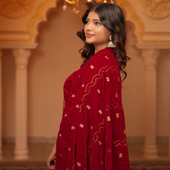 Aruna Velvet Maroon Kurta Set