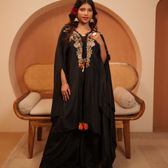 Haya Crepe Black Indo- Western Set