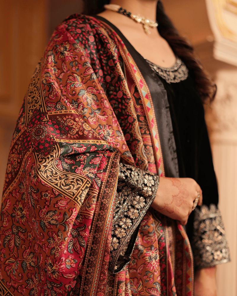 Alya Velvet Black Sharara Set