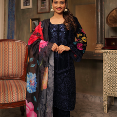 Saanjh Velvet Royal Blue Kurta Set