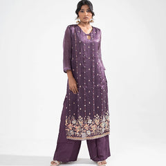 Ira Tissue Plum Kurta Set
