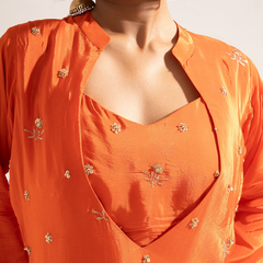 Noor Crepe Orange Indo-Western Set