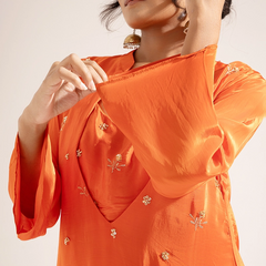Noor Crepe Orange Indo-Western Set