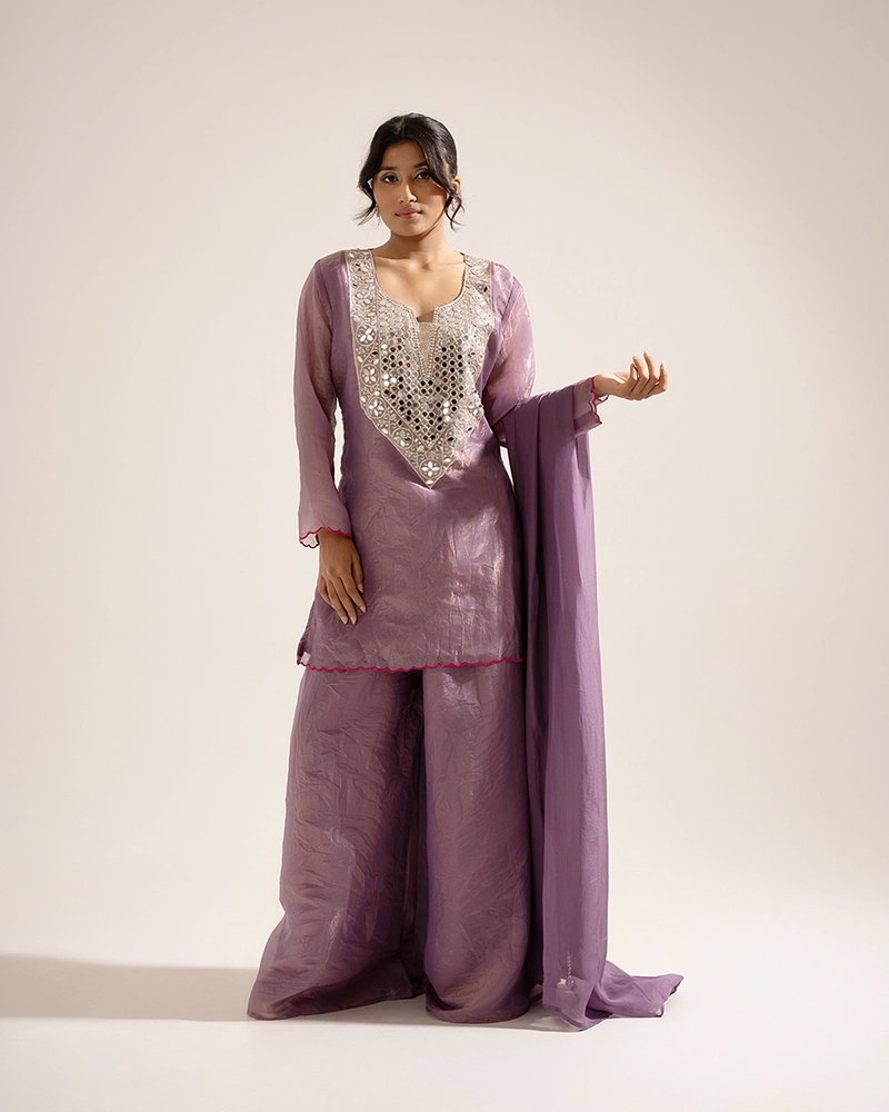 Ziya Tissue Lavender Sharara Set