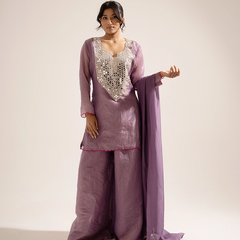 Ziya Tissue Lavender Sharara Set