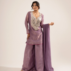 Ziya Tissue Lavender Sharara Set