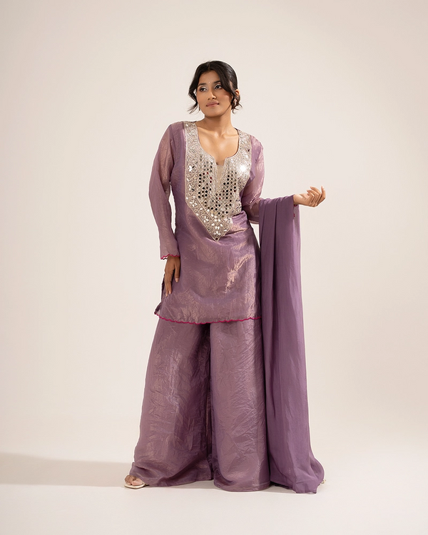 Ziya Tissue Lavender Sharara Set
