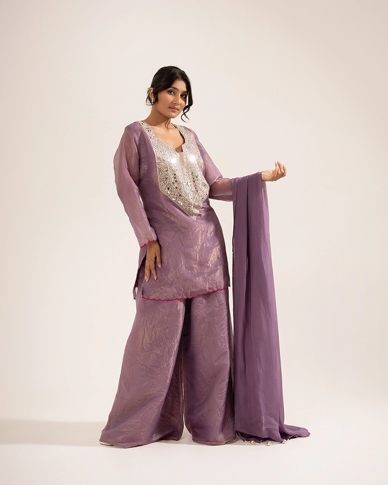 Ziya Tissue Lavender Sharara Set