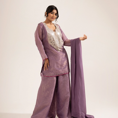 Ziya Tissue Lavender Sharara Set