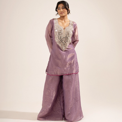 Ziya Tissue Lavender Sharara Set