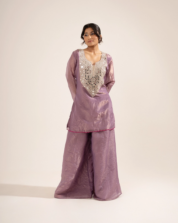 Ziya Tissue Lavender Sharara Set