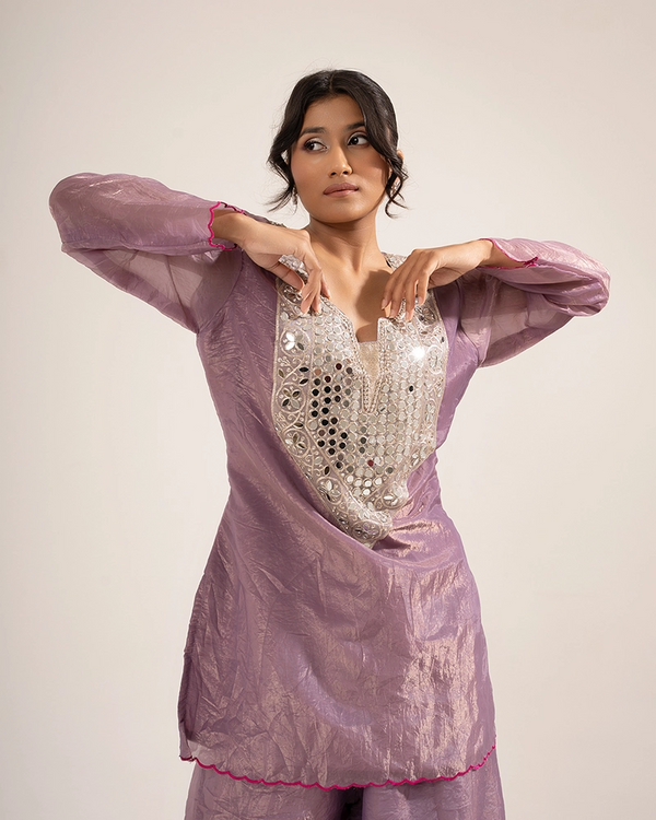 Ziya Tissue Lavender Sharara Set