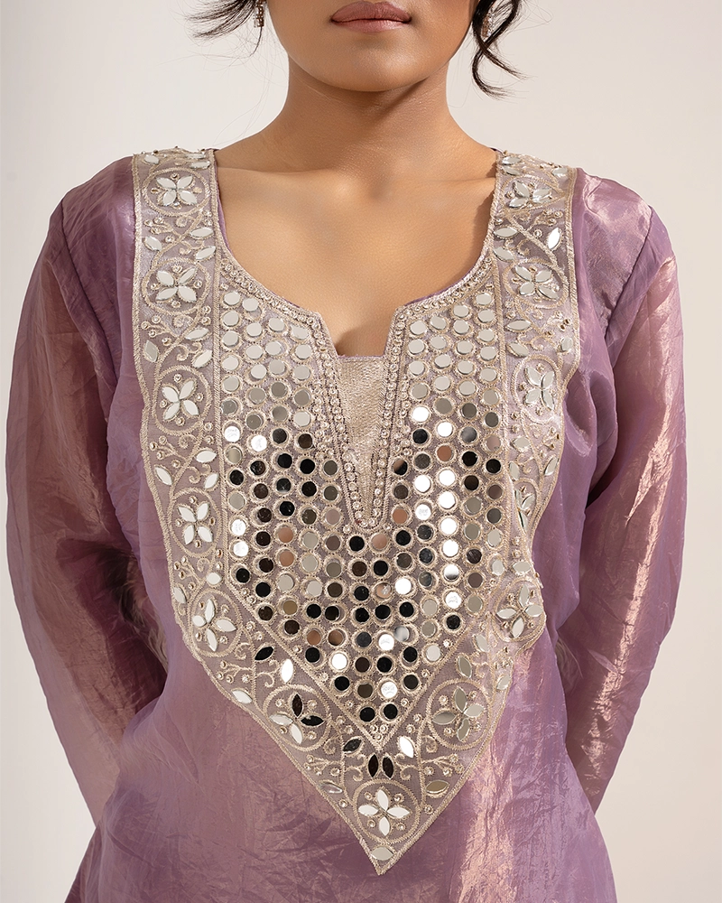 Ziya Tissue Lavender Sharara Set