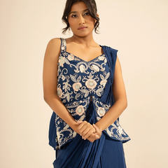 Nayab Crepe Blue Draped Saree