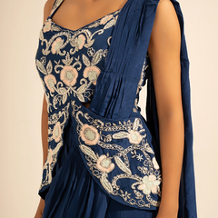 Nayab Crepe Blue Draped Saree