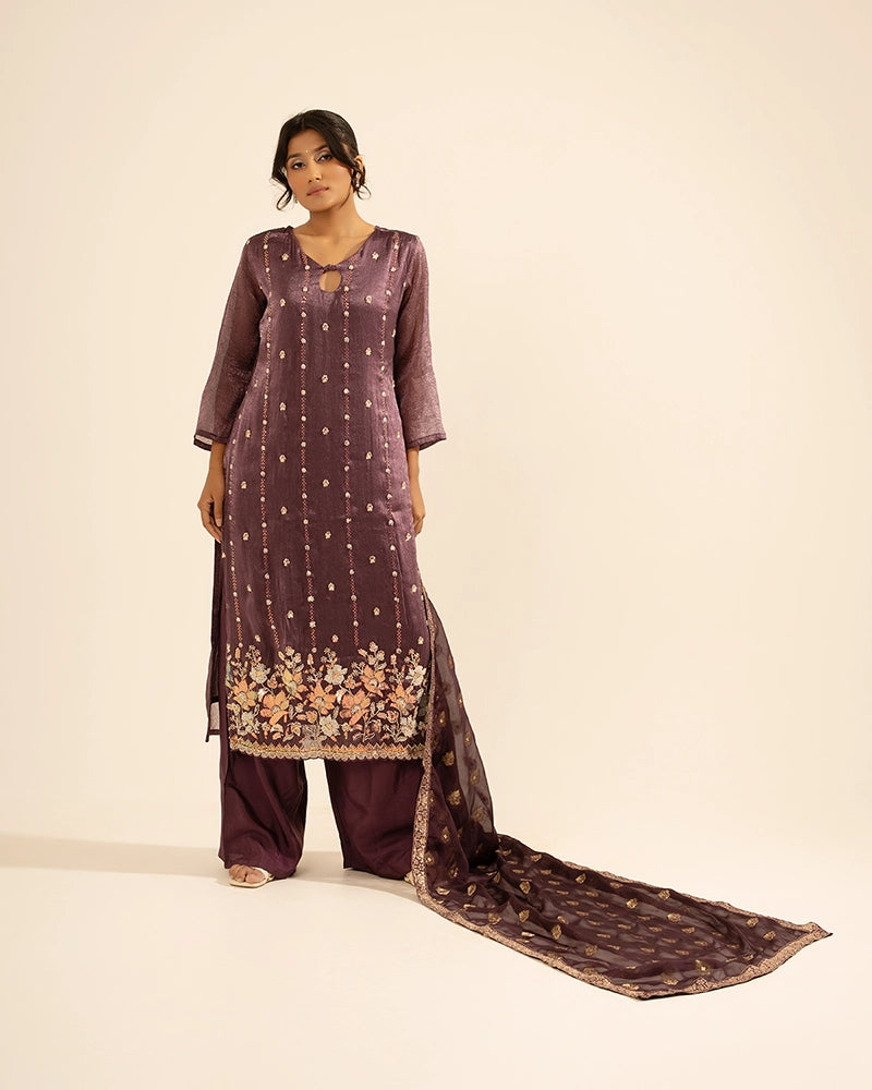 Ira Tissue Plum Kurta Set