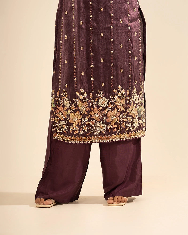 Ira Tissue Plum Kurta Set