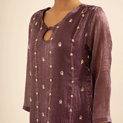 Ira Tissue Plum Kurta Set
