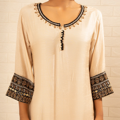 Sunehri Crape  Beige Sharara Set