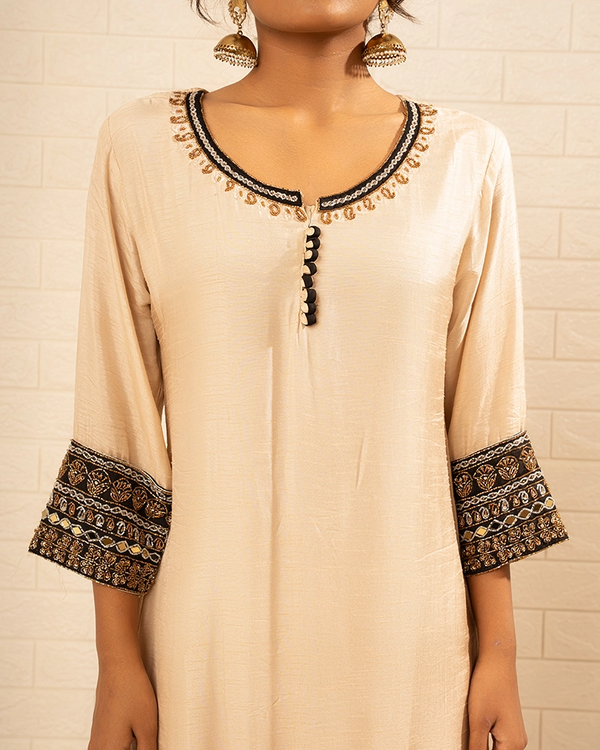Sunehri Crape  Beige Sharara Set
