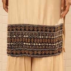 Sunehri Crape  Beige Sharara Set
