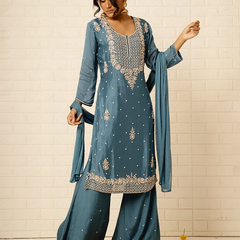 Tarini Chinon Blue Sharara set