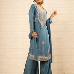 Tarini Chinon Blue Sharara set