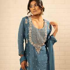 Tarini Chinon Blue Sharara set