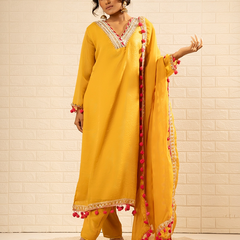 Meher Tissue Mustard kurta Set