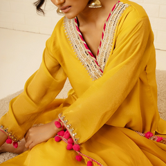 Meher Tissue Mustard kurta Set
