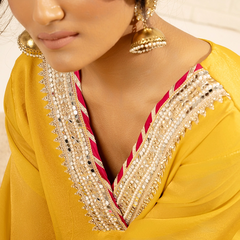 Meher Tissue Mustard kurta Set