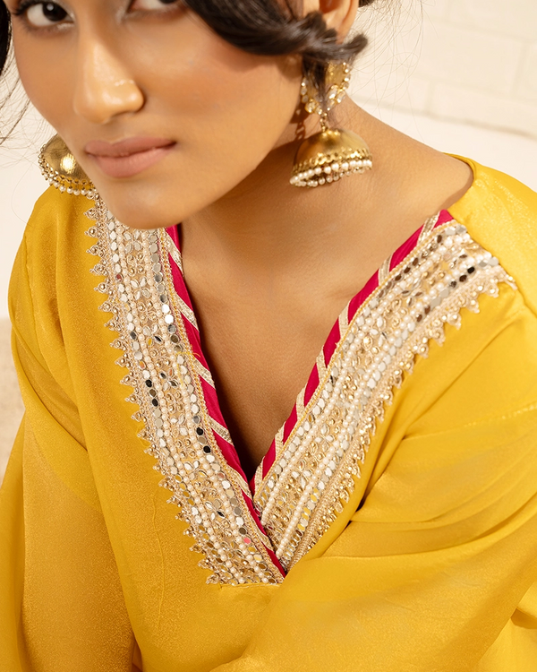 Meher Tissue Mustard kurta Set