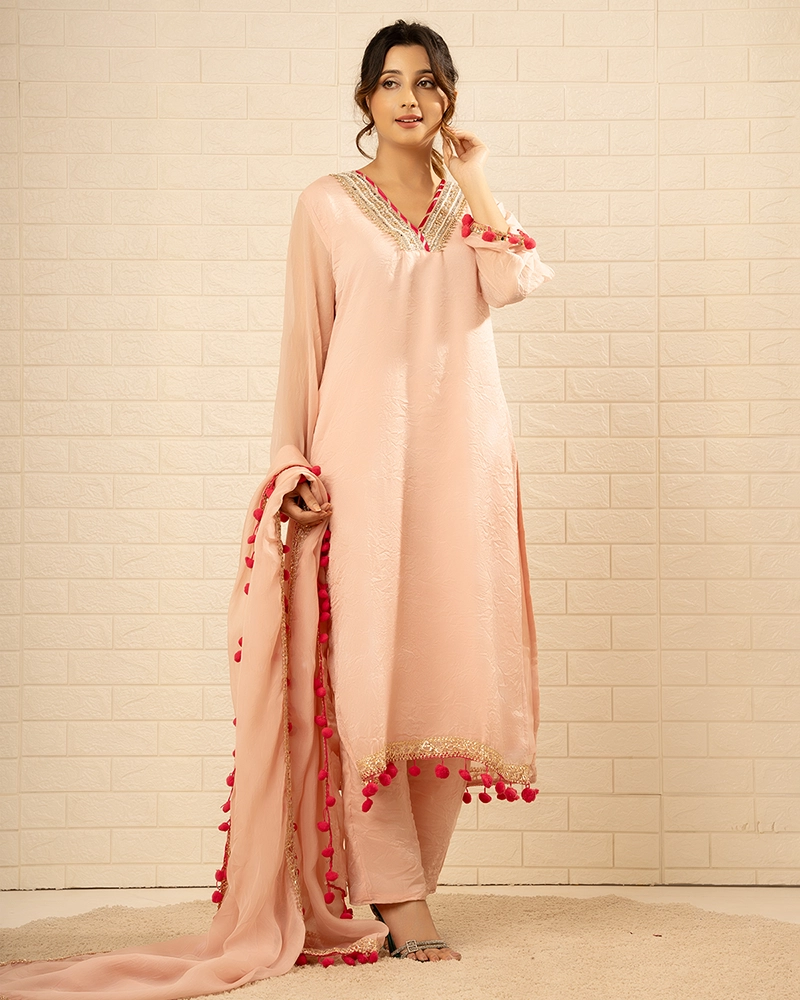 Inayat Tissue Blush Pink Kurta Set
