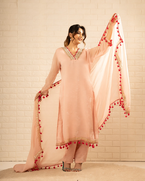 Inayat Tissue Blush Pink Kurta Set