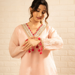 Inayat Tissue Blush Pink Kurta Set