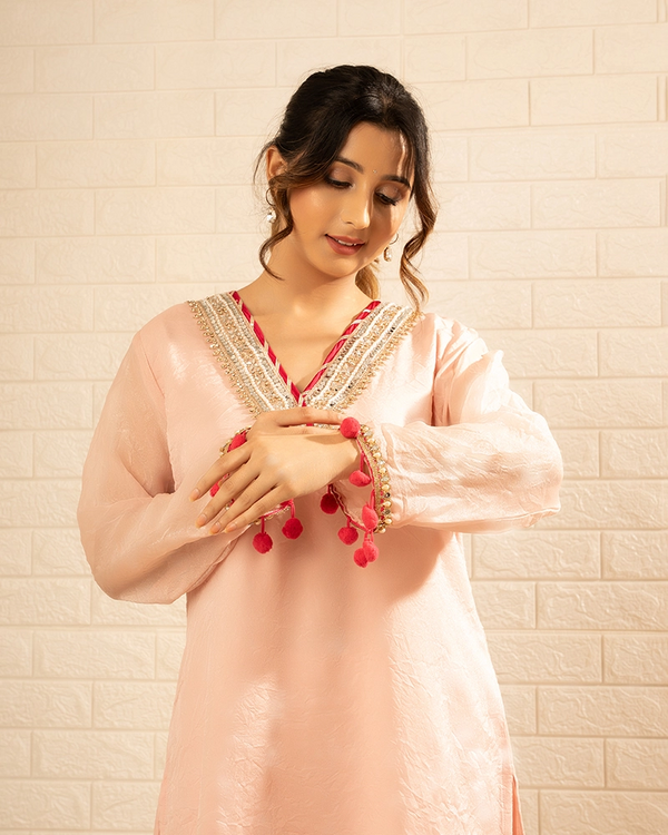 Inayat Tissue Blush Pink Kurta Set