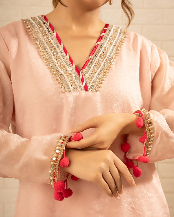 Inayat Tissue Blush Pink Kurta Set