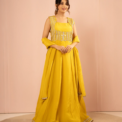 Sitara Raw Silk Neon Anarkali Set