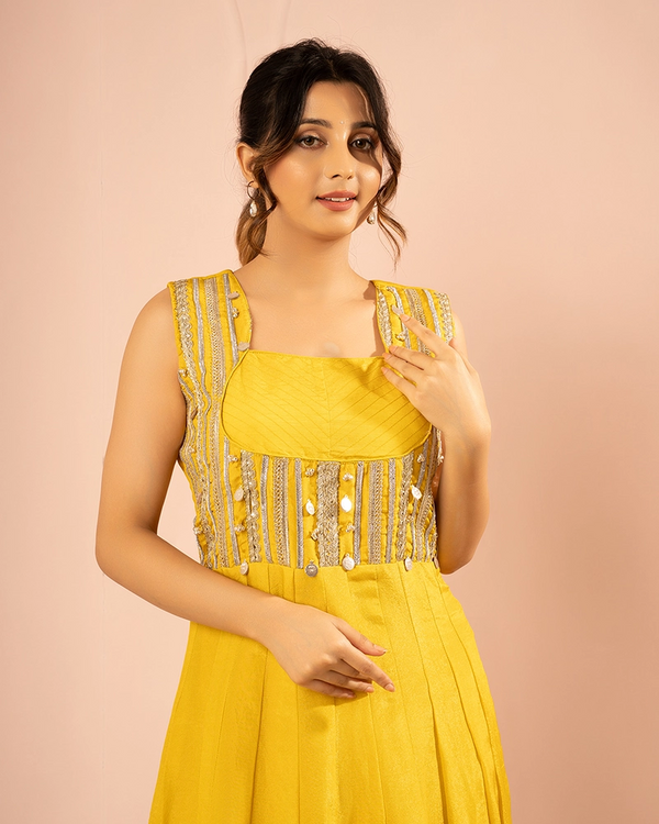 Sitara Raw Silk Neon Anarkali Set