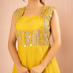 Sitara Raw Silk Neon Anarkali Set