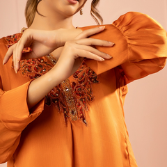 Ruhani Chinon Rust Kurta Set