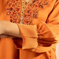 Ruhani Chinon Rust Kurta Set