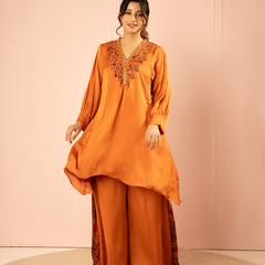 Ruhani Chinon Rust Kurta Set
